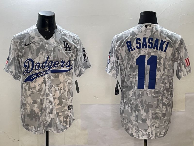 Men Los Angeles Dodgers 11 R.Sasaki Camo Jointly Name Game 2025 Nike MLB Jersey style 1